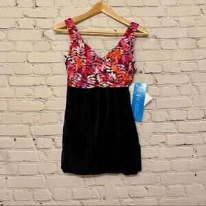 Fit 4 U Women’s Wrap Swim Dress One Piece Coral Size 6 NWT